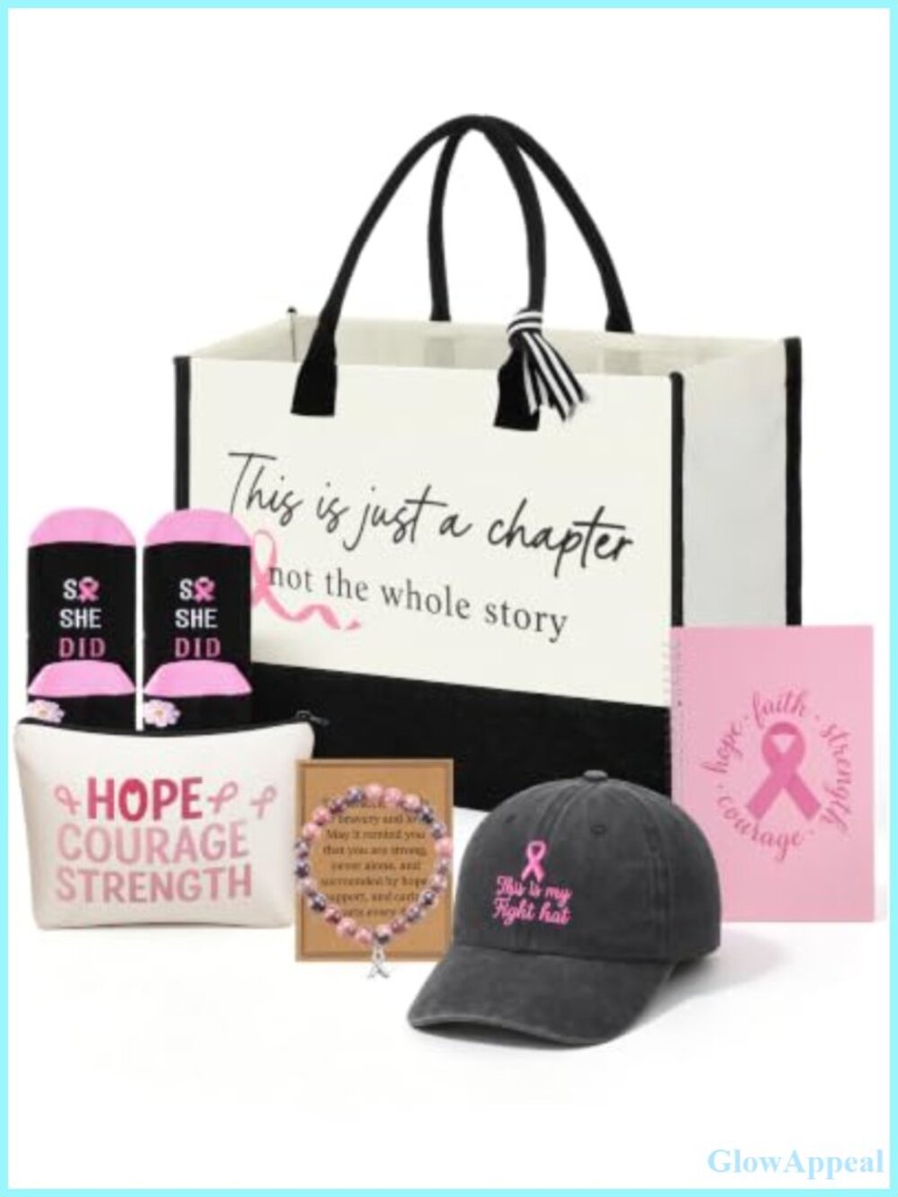 Canvas Tote Bag Set Breast Cancer Survivor Gift Pink Ribbon 7 Pc
